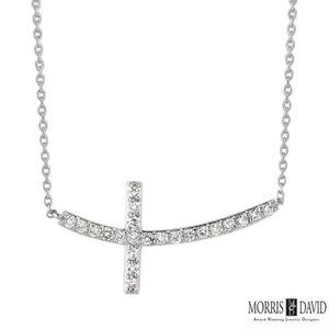 0.75 Carat Natural Diamond Cross Pendant Necklace